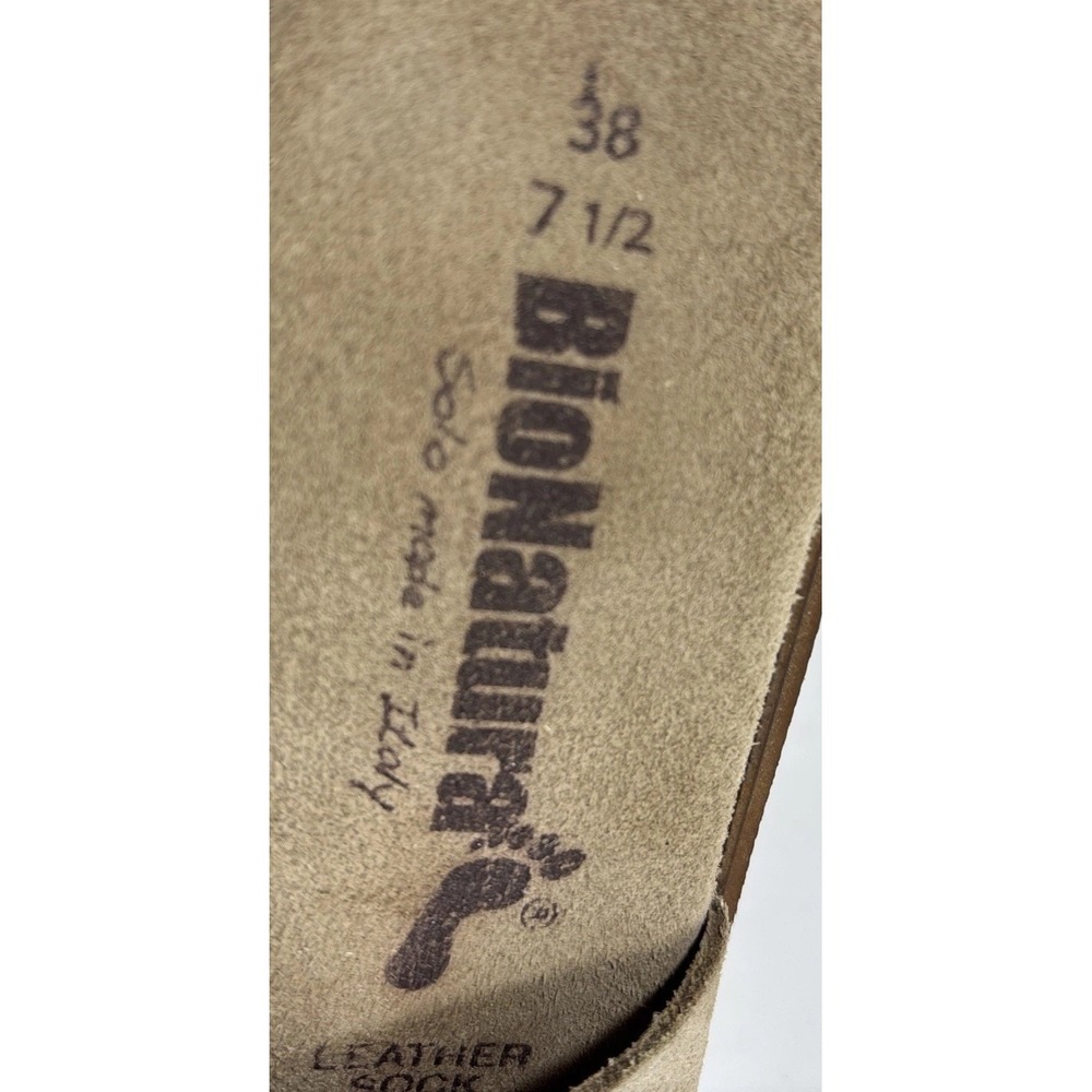BioNatura Women 38 Italian Tan Suede Leather Slide Sandals Chunky Mules Platform - Picture 11 of 11